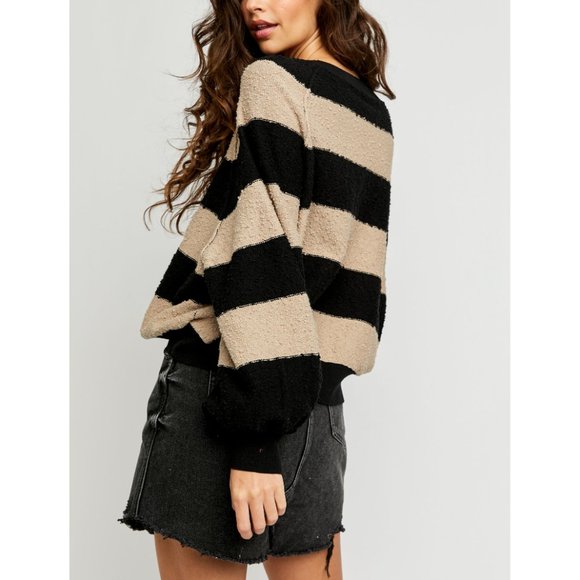 NWT Free People Found My Friend Stripe / Black Tan - Picture 3 of 6